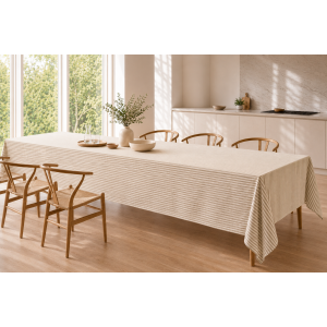 Nappe Rayée 150 x 350 cm Double Gaze de Coton Ficelle – LIVIA