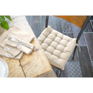 Assise Matelassée 38 x 38 cm – Coton Déperlant Anti-UV – KALA –  Grège