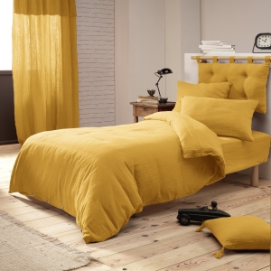 Housse de Couette 140 x 200 cm – Double Gaze de Coton 125 g/m² – Gaïa Safran