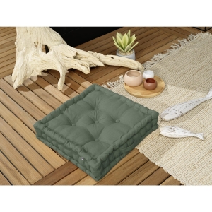 Coussin de sol capitonné 50 x 50 x 10 cm – Coton Déperlant Anti-UV - Romarin