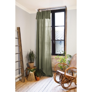 Rideau ajustable + 8 anneaux pince – Gaze de coton – 140 x 300 cm – Romarin – Gaïa