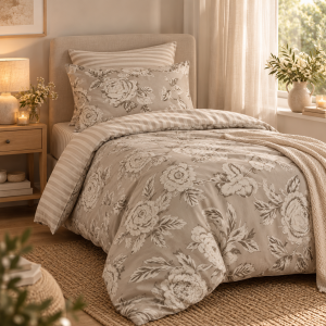 Housse de couette 140 x 200 cm 100% coton 57 fils imprimé NORA