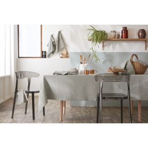 Nappe rectangle 150 x 350 cm Gaze de coton tissée teinte VICKIE Romarin