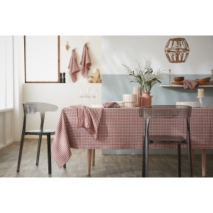 Nappe rectangle 150 x 350 cm Gaze de coton tissée teinte VICKIE Terracotta