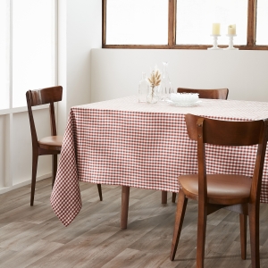 Nappe rectangle 150 x 250 cm Gaze de coton tissée teinte VICKIE Terracotta