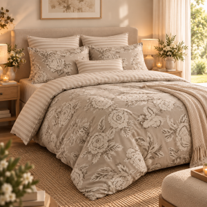 Housse de couette 200 x 200 cm 100% coton 57 fils imprimé NORA