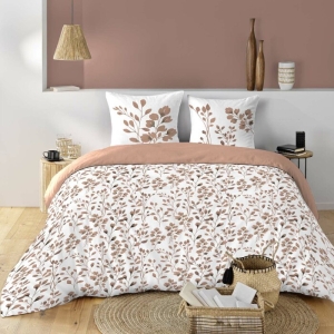 Housse de couette 200 × 200 coton 57 fils MAIWEN – Couleur Mocha + 1 taie
