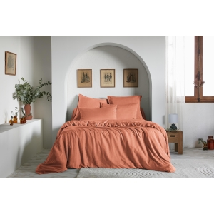 Housse de couette 240 x 220 cm – Lyocell uni LYSANDRE – Terracotta