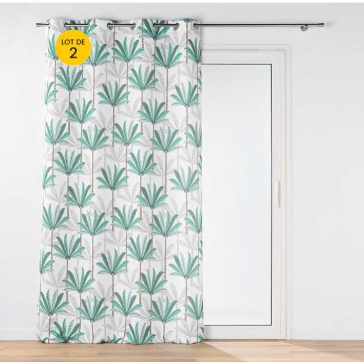 Lot de 2 Rideaux a oeillets 140 x 260 cm polyester imprimé Oasis