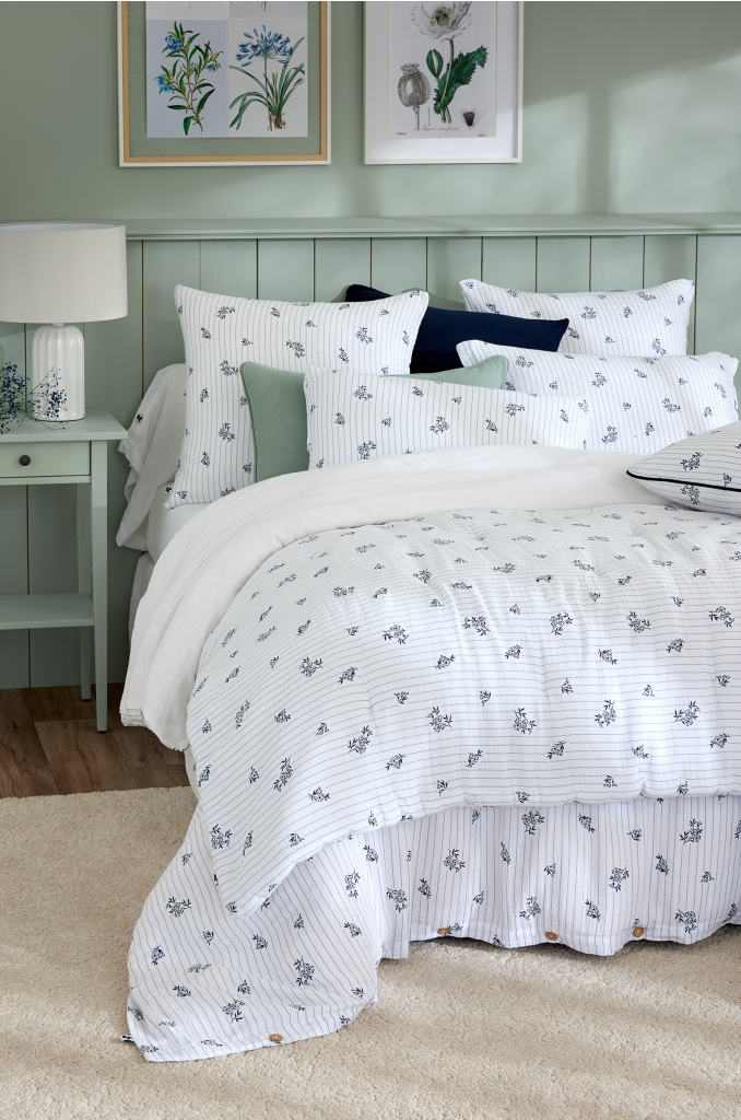 Housse de couette réversible 240 x 220 cm Double gaze de coton imprimée SUZANNE Chantilly