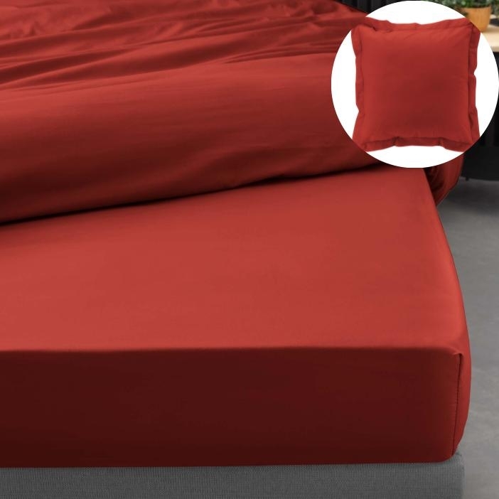 Pack drap housse king size 180 x 200 cm + 2 taies en percale 78 fils Tomette