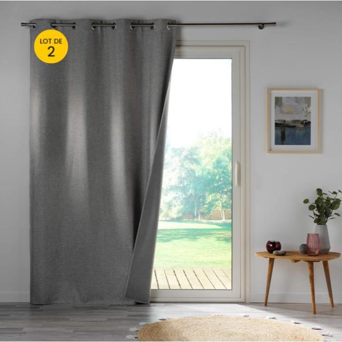 Lot de 2 rideaux occultant 140 x 260 cm Crépuscule Gris