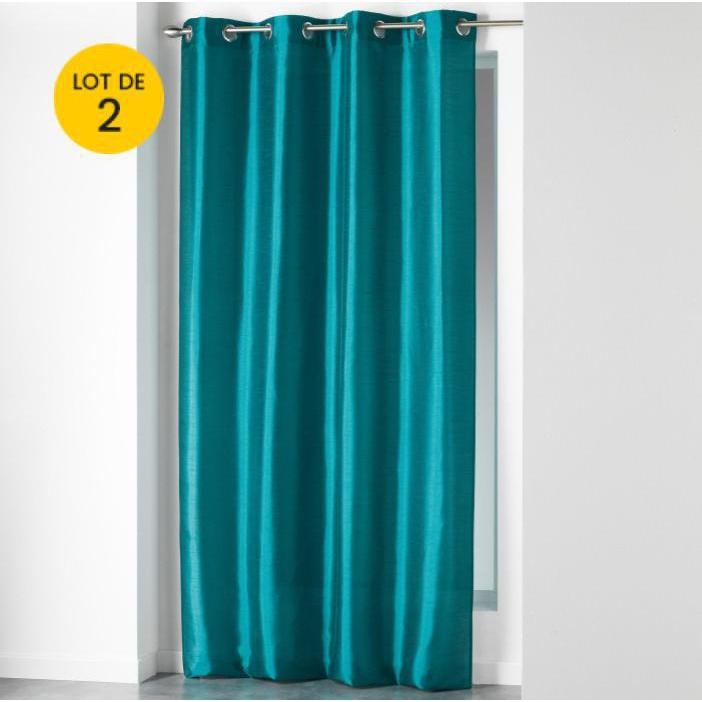 Lot de 2 Rideaux à Œillets 140 x 240 cm – Shantung Effet Brillant – Shana Bleu