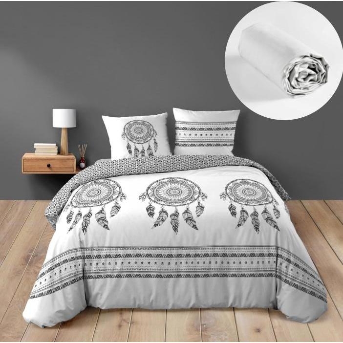 Pack Housse de couette 240 x 220 cm rêve indien + drap housse 140x190 cm