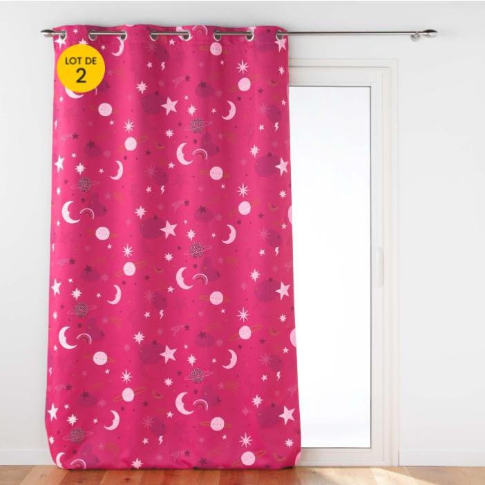 Lot de 2 Rideaux occultant 140 x 260 cm Moonlight Fuchsia