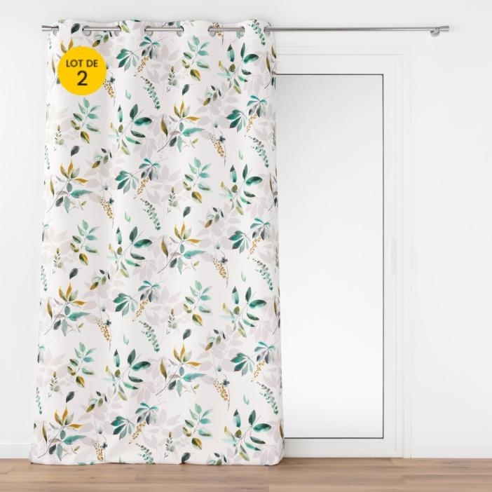 Lot de 2 rideaux à œillets 140 x 260 cm en polyester imprimé - Modèle Dilaris
