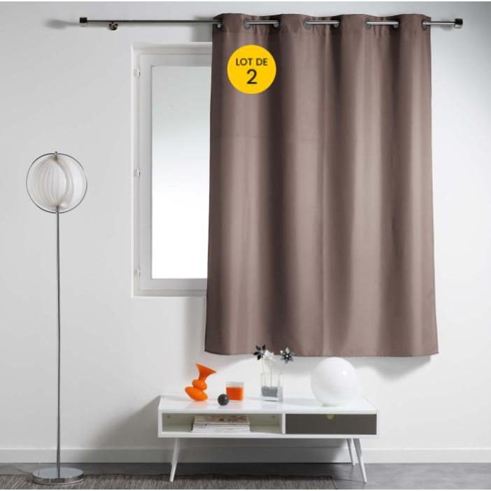 Lot de 2 rideaux spécial petites fenêtres 140 x 180 cm Essentiel Taupe
