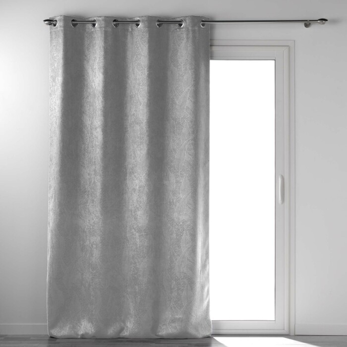 Rideau grande hauteur 135 x 280 cm occultant velours frappé Melodie Gris