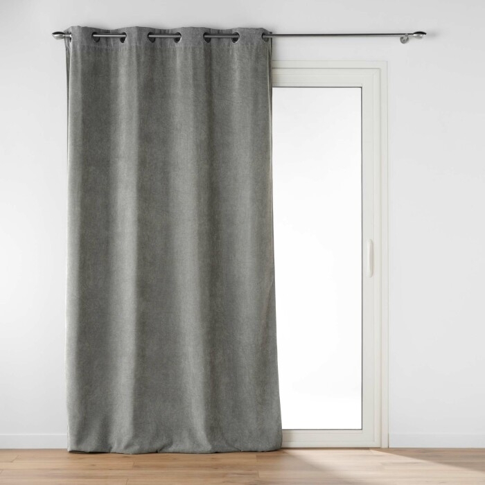 Rideau à Œillets 135 x 260 cm – Velours Uni – Novana Anthracite