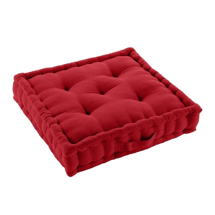 Coussin de sol 50 x 50 x 10 cm coton/polyester recycle grs twily Rouge