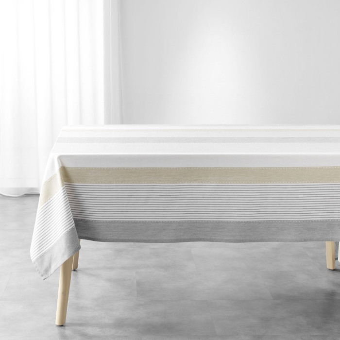 Nappe rectangle 140 x 240 cm coton/polyester tisse teint iliade Sans