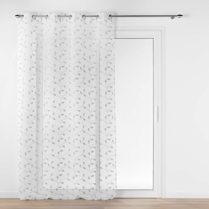 Panneau a oeillets 140 x 240 cm voile sable brode metallise edna Argent