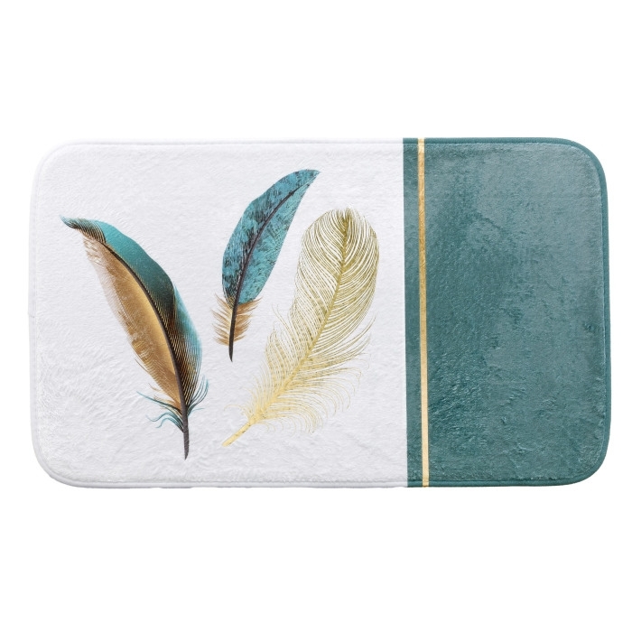 Tapis de bain 45 x 75 cm microfibre imprimee metallisee plumiss des. place Sans