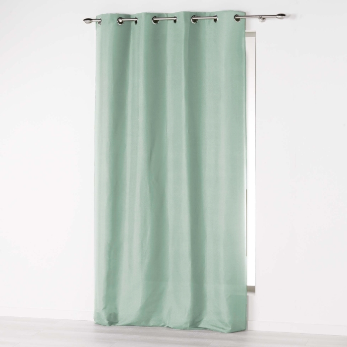 Rideau à œillets 140 x 280 cm en microfibre unie – Absolu Sauge – Grande hauteur