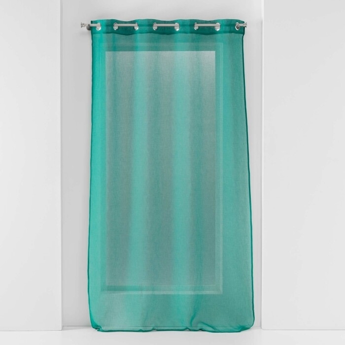 Voilage grande hauteur à œillets 140 x 280 cm – Voile sablé Sandra Emeraude