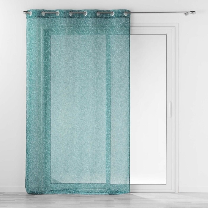 Voilage a oeillets 140 x 240 cm effet lin tissé Solea Pétrole