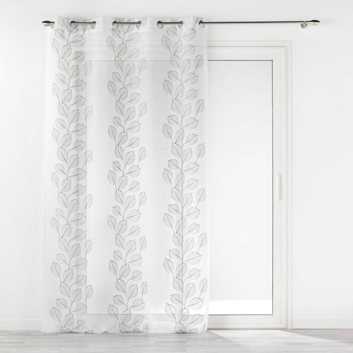 Panneau a oeillets 140 x 240 cm voile sable brode edenia Gris