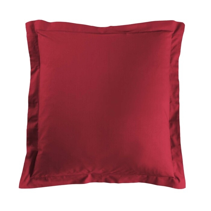 Taie d'oreiller 63 x 63 cm uni 57 fils lina  +point bourdon Marsala