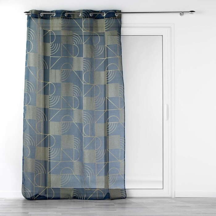 Panneau a oeillets 140 x 280 cm voile sable imprime metallise lineor Marine/or