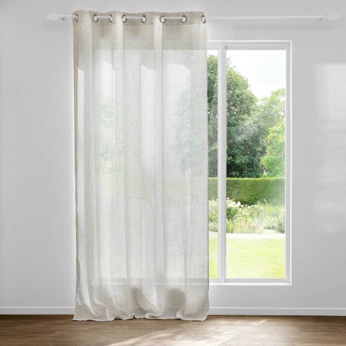 Voilage à Œillets 140 x 240 cm - Effet Lin Imprimé Métallisé Marius