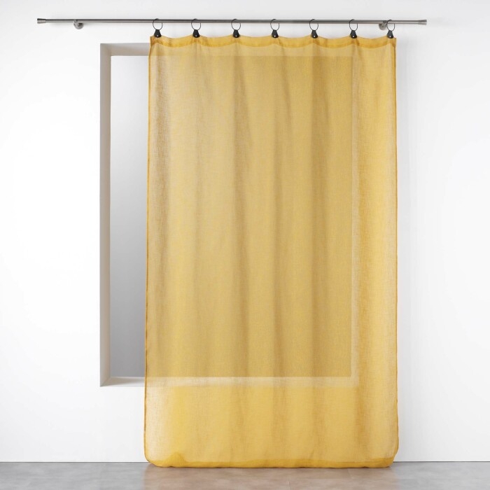 Voilage a anneaux 140 x 240 cm voile tissé Linka Jaune