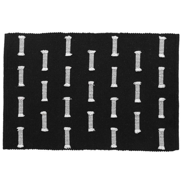 Tapis rectangle 50 x 80 cm coton tisse uni+fils coupes juline Noir