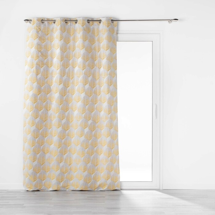 Rideau a oeillets tamisant 140 x 260 cm jacquard Floriani Jaune