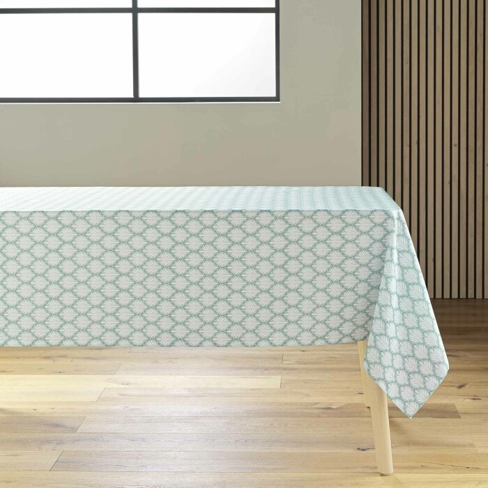 Nappe rectangle 145 x 240 cm polyester imprime davia Sauge