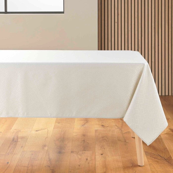 Nappe rectangle 140 x 250 cm jacquard enduit azuline Naturel