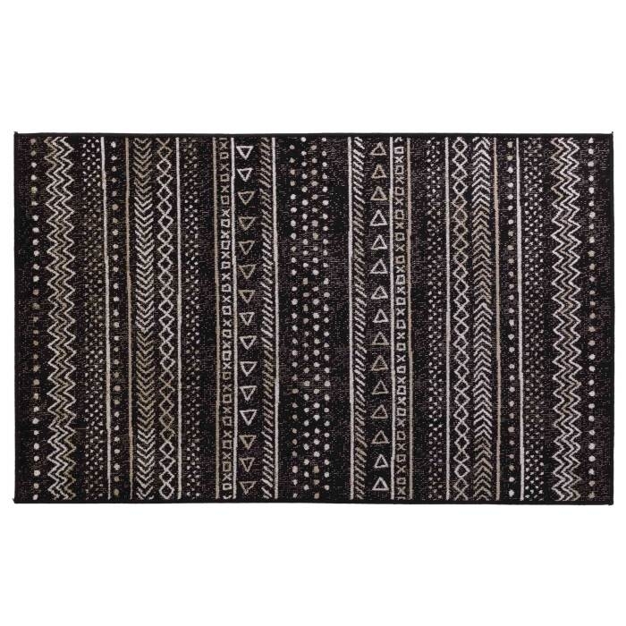 Tapis rectangle 68 x 110 cm viscose tissee tallulah Noir