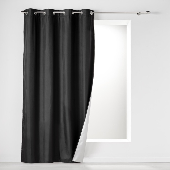 Rideau à Œillets 140 x 260 cm – Polyester Uni Thermique – Icemount Noir