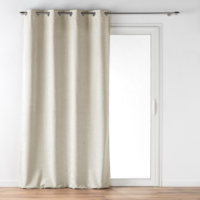 Rideau à œillets 140 x 260 cm – Velours à relief Verra Beige