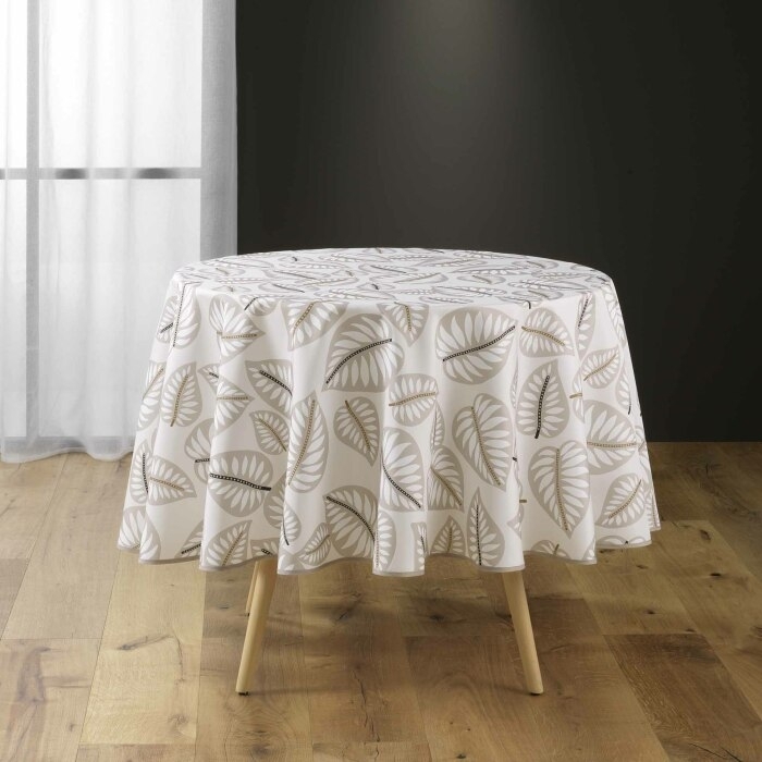 Nappe ronde (0) 180 cm polyester imprime alma Naturel