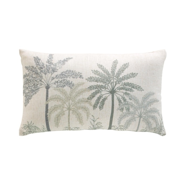 Coussin déhoussable 30 x 50 cm – Polyester/Lin imprimé Palméa Vert
