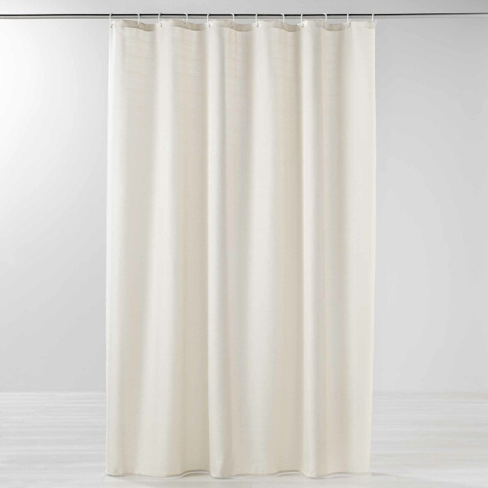Rideau de douche+crochets 180 x 200 cm polyester uni yaline Naturel