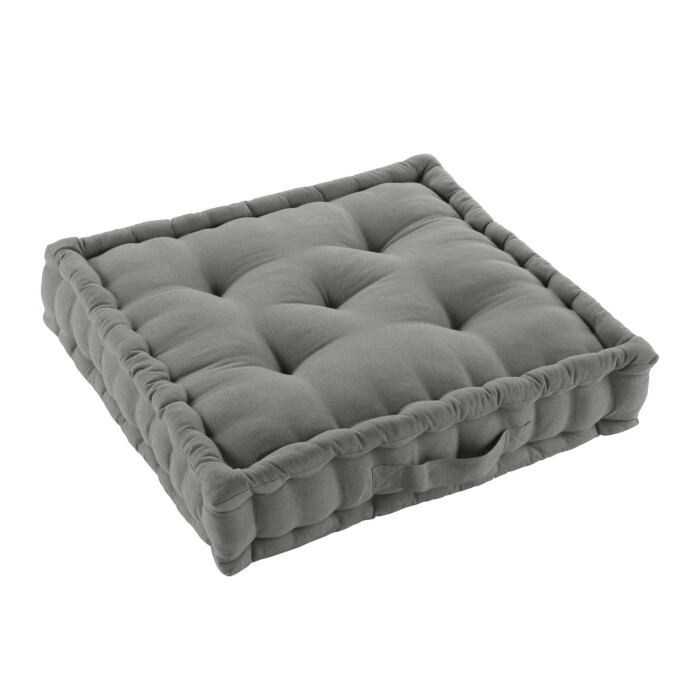 Coussin de sol 50 x 50 x 10 cm coton/polyester recycle grs twily Gris