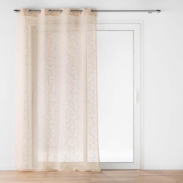 Voilage a oeillets 140 x 240 cm voile sable imprime metallise louxor Beige