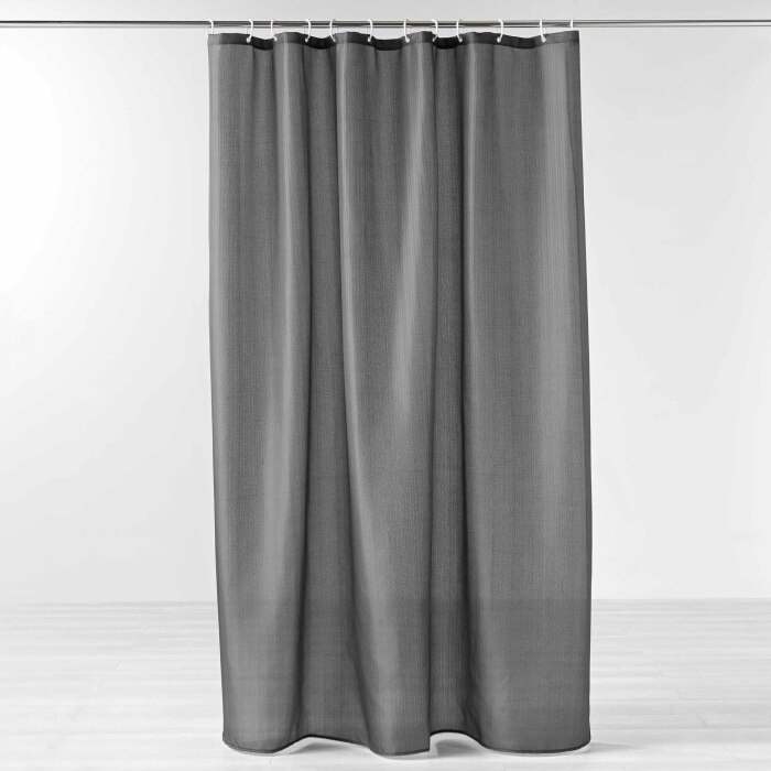 Rideau de douche+crochets 180 x 200 cm polyester uni yaline Anthracite