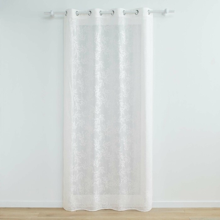 Panneau a oeillets 140 x 280 cm voile tisse applique karla Blanc