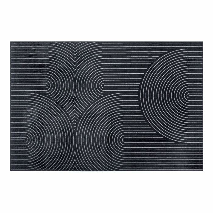 Tapis rectangle 140 x 200 cm viscose relief Géode - Anthracite